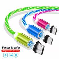 Kabel pengisi daya Led Tipe C 3A, kabel Usb cahaya LED 3 in 1 magnetik untuk iPhone