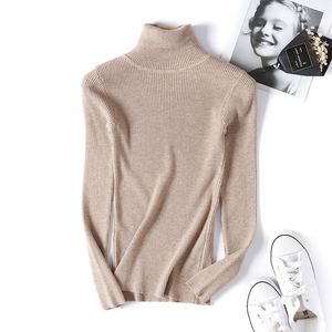 Suéter de Punto Acanalado Casual de Manga Larga con Cuello Alto Azul Marino para Mujer, 100% Acrílico, Antipilling, para Otoño - Product Image 6