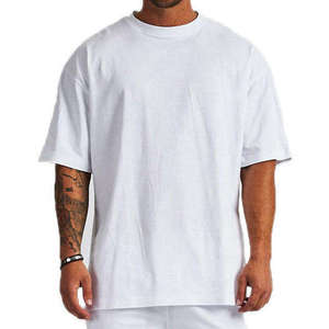 Custom <b>Neutral</b> High Quality 100% Cotton Knitted Short Sleeve Oversized Drop-shoulder Fitness Sport T-shirt Screen <b>Printed</b> Men's - Product Image 2