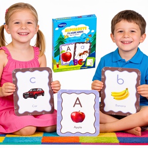 Toysaga Guji Alphabets, tarjetas didácticas a todo color, tarjeta azul laminada, 30 tarjetas, esquinas onduladas, juguete educativo para niños de 2 a 4 años - Product Image 2