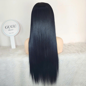 Peluca de media cabeza de cabello humano vietnamita 100% natural, liso extremo, 24 pulgadas, densidad 200, doble trama, de un solo donante, gorra negra para mujer - Product Image 4