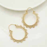 Boucles d'oreilles créoles bohèmes en laiton plaqué or pour femme, bijoux de fête, motif floral bicolore argent et or