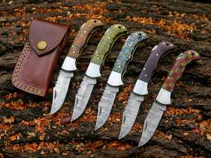Cuchillo Plegable de Acero de Damasco con Hoja Serrada de Punta Caída y Mango de Madera, Grado Industrial, OEM Personalizable para Uso EDC de Bolsillo - Product Image 6