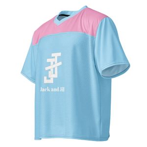 Maillot de football rose et bleu coupe ample en maille respirante à manches courtes – Tenue de sport pour supporter le jour du match - Product Image 4