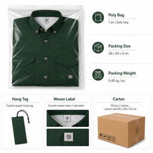 Chemise de pêche pour homme 100% coton, manches courtes, multi-poches, ventilée, pour le travail en extérieur, la randonnée, le safari, boutonnée, utilitaire - Product Image 4
