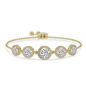 Bracelet en or 14 carats avec grappe de diamants, design halo, diamants ronds Lyna Five cultivés en laboratoire, disponible en 2 carats au total. - Product Image 4