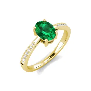 bijoux bague argent 925 plaqu 1.25 ct oval cut gem stone green emerald wedding engagement ring for women Destiny Jewellery