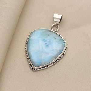 Colgante de Larimar en Forma de Pera, Plata de Ley 925, Estilo Vintage, Joyería Elegante, Regalo para Mujer, Collar - Product Image 3
