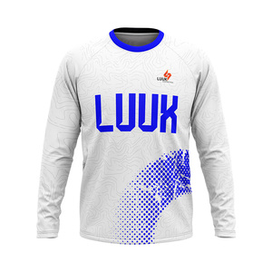Chemises de sport pour hommes personnalisées, 100% polyester, respirantes, antibactériennes, imprimées, coupe classique, col rond, manches longues, pour le printemps - Product Image 1