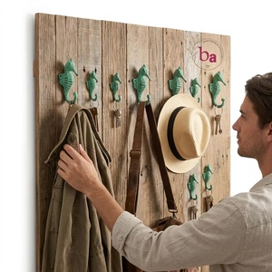 Porte-manteau mural multifonctionnel en fonte motif animalier Hippocampe Vert Vintage Beads Art Ba - Product Image 5