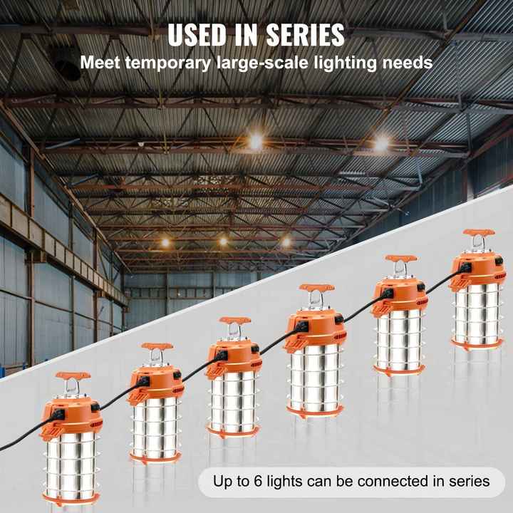 150W LED Portable Super Bright Temporary Work Light 20000lm Construction Indoor Outdoor Job Site Lighting 6 Hanging Lights