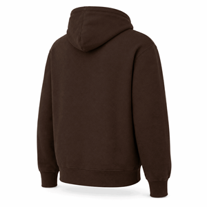 Sudadera con Capucha Premium Marrón Chocolate sin Cordones, de Algodón Grueso, Ajuste Regular, para Hombre y Unisex, de Felpa, Lisa, Estilo Urbano, con Bolsillo - Product Image 4