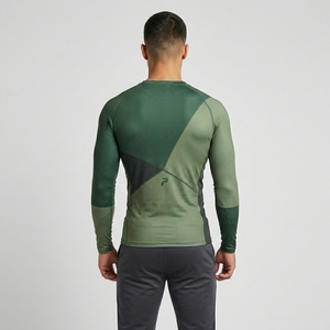 OEM Custom Logo Front Men O-Neck Compression Shirt Long Sleeve Gym Fitness Tight Top Activewear Moisture Wicking T-Shirt - Product Image 2