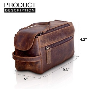 Neceser de Viaje Clásico de Cuero para Hombre, con Compartimentos Superiores e Inferiores con Cierre, Bolsillos y Asa de Transporte - Product Image 4