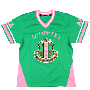 AKA 1908 Black Football Jersey Women Chenille Embroidery Greek Sorority Apparel Short Sleeve Sport Style Shirt Premium Fit - Product Image 1