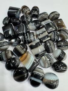 Pierres d'agate noire naturelle en vrac, taille Asscher, taille Radiant, taille ovale, polies, 1-25 carats, pour la fabrication de bijoux - Product Image 3