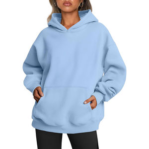 Sudaderas con Capucha Personalizadas al por Mayor de Color Sólido de Primera Calidad, 100% Algodón, Felpa, Talla Grande, Ropa Urbana para Mujer - Product Image 1