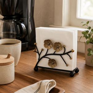 Servilletero Metálico Floral Vintage, Soporte para Servilletas Estilo Campestre Francés, Organizador Decorativo para Mesa, Decoración Rústica para Cocina y Comedor - Product Image 4