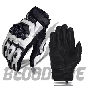 Bloodline Leather Motorbike Gloves Wrist Length Breathable Sporty Style Black White Cycling Spring Autumn - Product Image 1
