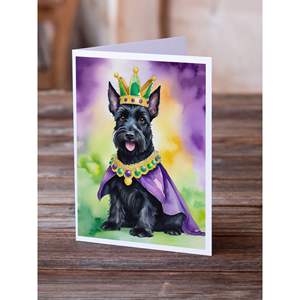 Paquete de tarjetas de felicitación Scottish Terrier King of Mardi Gras 8 tarjetas de notas en blanco A7 tamaño 5x7 con sobres diseño caprichoso - Product Image 2