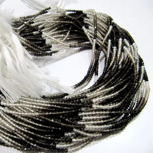 Perles de quartz fumé naturel teintées, taille 2 mm, perles brunes - Product Image 1