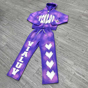 Conjunto de Sudadera con Capucha Oversize y Pantalones Acampanados con Pedrería Personalizado OEM - Product Image 6