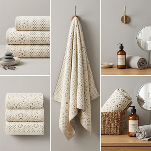 Serviettes de bain en coton jacquard de qualité supérieure, jetables, écologiques, bio, rafraîchissantes, séchage rapide, douces pour la peau, couleur unie - Product Image 4