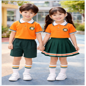 Ensemble uniforme scolaire personnalisé unisexe avec logo, design estival bleu - Product Image 4