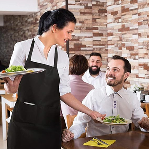 Delantal Unisex de Algodón con Bolsillo, 73 cm de Alto, 63 cm de Ancho, Manga Corta, para Restaurante o Bar, con Tirantes Ajustables, Uniforme para Camareros - Product Image 3