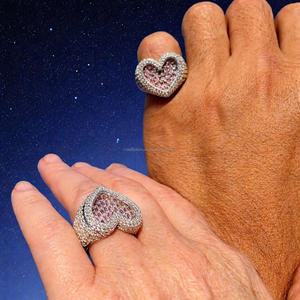 <b>Women</b> Pinky Diamond Iced Hip Hop Heart Baguette Diamond 925 Silver Cocktail <b>Statement</b> <b>Ring</b> round cut diamond <b>ring</b> <b>ring</b> <b>for</b> woman - Product Image 6