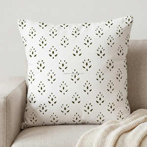 Housse de coussin bleu marine imprimée à la main, motif floral damassé, décoration traditionnelle indienne - Product Image 6