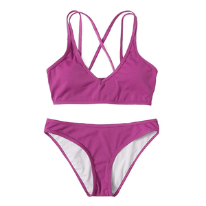 Women's Ribbed Cut Out Bikini Set Two Piece <b>Strappy</b> Swimsuit Beach Swimwear 2026 - Product Image 1
