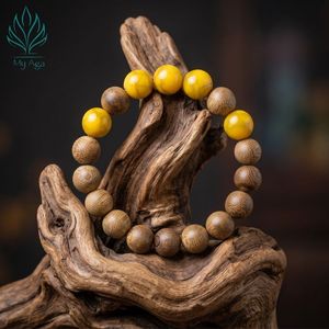 Nueva Temporada de Joyería de Agarwood, Pulsera Hecha a Mano con Agarwood Natural de Vietnam y Coral Amarillo AL-SV-0038-10, Fragancia Única - Product Image 1