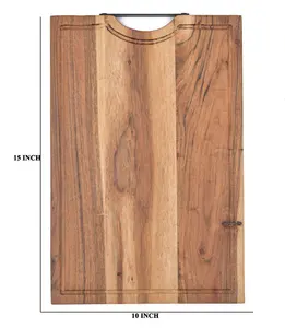 Planche à découper en bois d'acacia artisanale en gros pour OEM avec poignée en fer, planche à hacher en bois en vrac pour fromages, fruits et légumes - Product Image 2