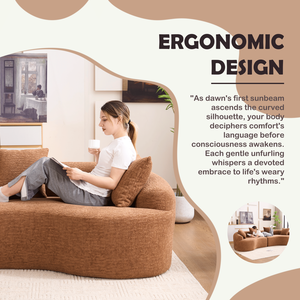 LY 025 Curved Toffee Caramel 30D Chenille Modular <b>Sofa</b> Full Compression <b>Sponge</b> Sectional <b>for</b> Apartment Living Room - Product Image 4