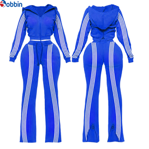 Conjuntos Deportivos de Moda para Mujer con Logotipo Personalizado, Pantalones Deportivos Bordados, Sudadera con Capucha y Cremallera, Top de Manga Larga, Conjunto de 2 Piezas - Product Image 4