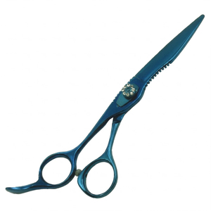 Hot Sale Blue Titanium Coated Hair Scissors Straight Razor Cutting <b>Shears</b> for Barber Salon Haircut Manufacture In Pakistan - Product Image 2