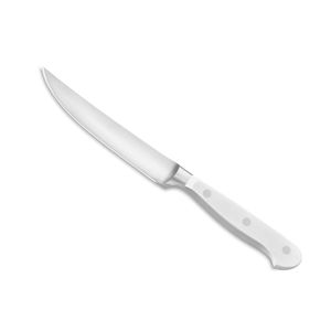 Couteaux à steak de qualité restaurant avec lame incurvée en acier inoxydable poli et manche noir pour une découpe précise du bœuf et des steaks - Product Image 5