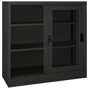 Armoire coulissante en acier anthracite avec verre trempé pour la décoration du salon - Product Image 5