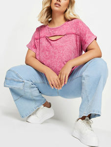 T-shirt pour femme de haute qualité 100% coton, coupe classique, effet délavé, appliques estivales, logo imprimé personnalisé, streetwear - Product Image 6