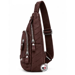 MRI GROUP Brown PU Leather Letter Pattern Crossbody Bag with Zipper Closure Fashion New One Daily Use Single Strap Shoulder Bag - Product Image 4