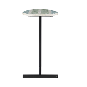 Table basse moderne en nacre incrustée, coquille de Capiz, écologique, faite à la main, pieds en métal, meubles de salon personnalisés - Product Image 2