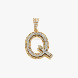 Personalizado 10Kt blanco amarillo oro colgante Q nuevo diseño personalizado VVS Moissanite nombre letra colgante collar con certificación IGI - Product Image 1