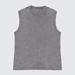 <b>Men</b> Workout Tank Tops Athletic Gym Wear Sleeveless <b>Singlet</b> Distressed Vintage Acid Wash Oversize Fitness Training Vest - Product Image 3