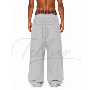 Pantalon de jogging formel pour homme avec logo personnalisé, en molleton de coton léger, coupe évasée, jambe large, ample, séchage rapide, respirant - Product Image 2