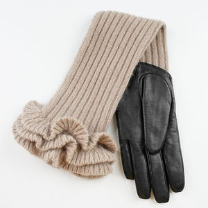Gants d'hiver pour femmes en cuir véritable, doublure chaude, compatibles avec les écrans tactiles, gants d'extérieur tendance, fabrication sur mesure OEM - Product Image 2