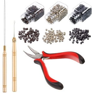 New Arrival Stainless Steel Hair Extension <b>Pliers</b> <b>Sets</b> Kit With Loop Tool Hook Needle Hair Extension <b>Pliers</b> Kit - Product Image 5
