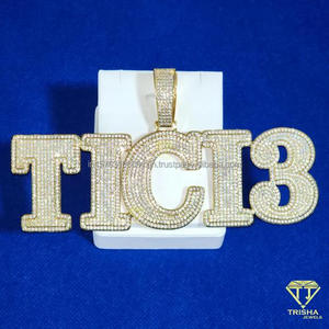 Pendentif personnalisé avec initiales « JR », diamant moissanite, chaîne hip-hop, bijoux tendance, cadeau pour homme et femme - Product Image 5