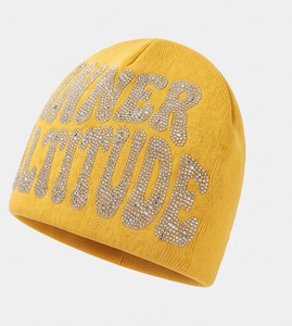Rhinestone <b>Beanie</b> Hat Unisex <b>Fleece</b> Cap Custom knit <b>Beanie</b> Winter Warm Cuffed <b>Beanie</b> Unisex 100% Acrylic Cap Winter Warm Hat - Product Image 3