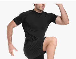 Men's Sleeveless <b>Compression</b> <b>Shirt</b> <b>Black</b> O-Neck Slim Fit Quick Dry Knitted Spandex/Polyester Anti-Pilling Front Logo TRIBON - Product Image 4